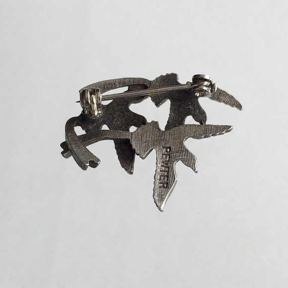 Pewter Flying Swallows Birds Brooch Lapel Pin 1” - Picture 6 of 6